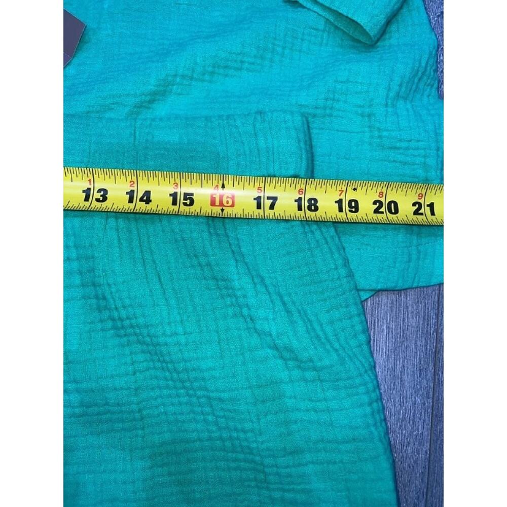 J. Jill Green Papay Cotton Gauze Button Down Y2K Shirt shorts Set M/L A005403 - Picture 12 of 13